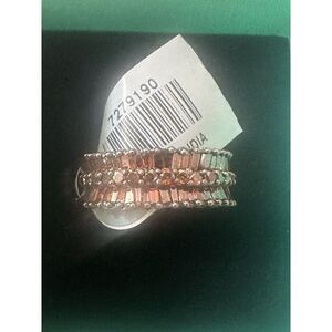 Natural Untreated Red Diamond Baguette Ring Sz 8 Sterling Silver